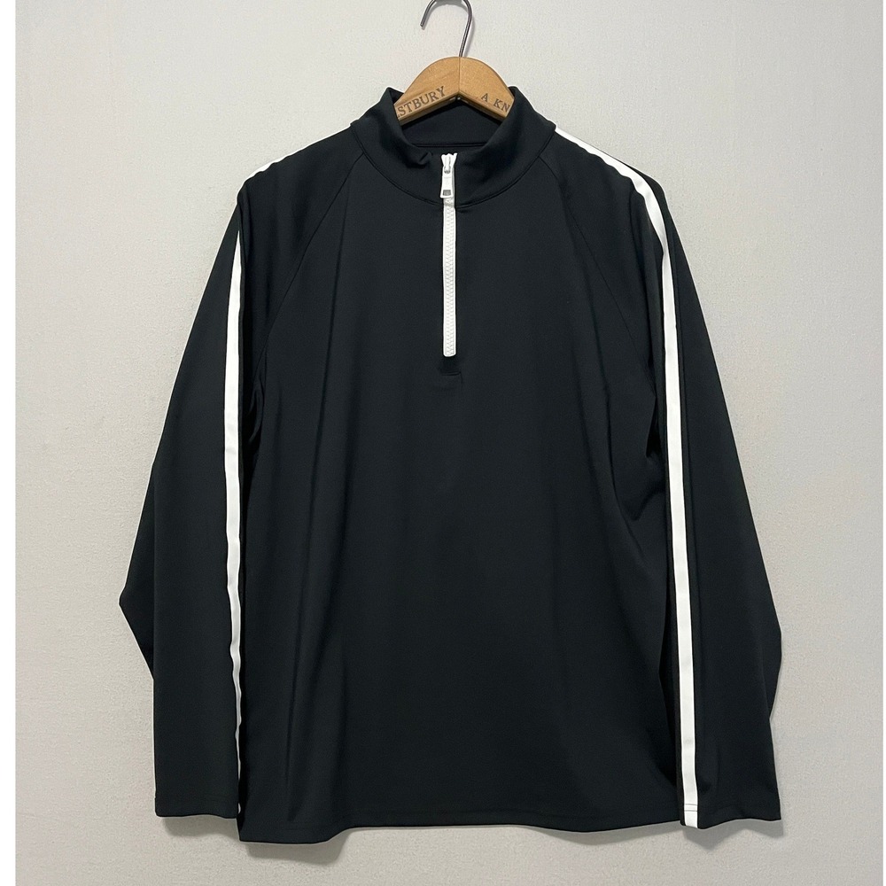 G/FORE‎ Mens Sideline Quarter Zip Golf Pullover Black White Size L Long Sleeve